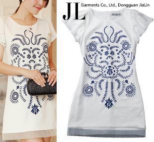 【歐洲站新款女裝2014夏裝韓版修身青花瓷刺繡氣質(zhì)優(yōu)雅雪紡連衣】?jī)r(jià)格_廠家_圖片 -
